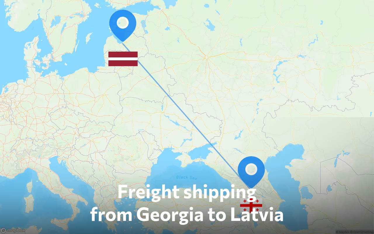 Shipping route from Georgia to Latvia