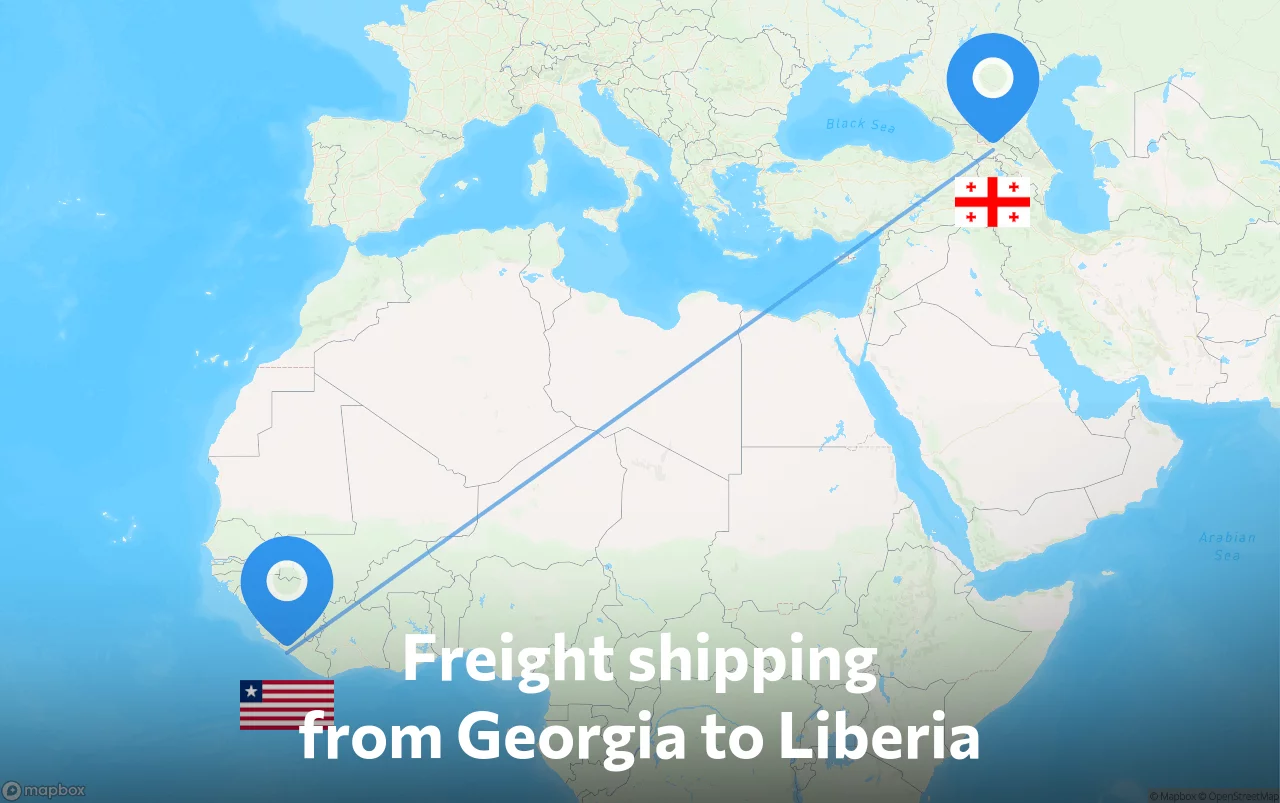 Shipping route from Georgia to Liberia