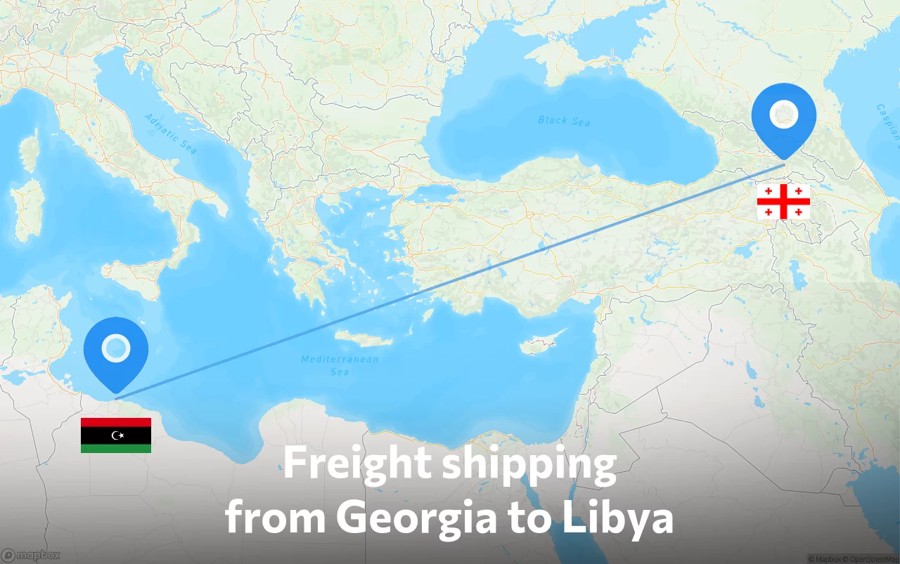 Shipping route from Georgia to Libya