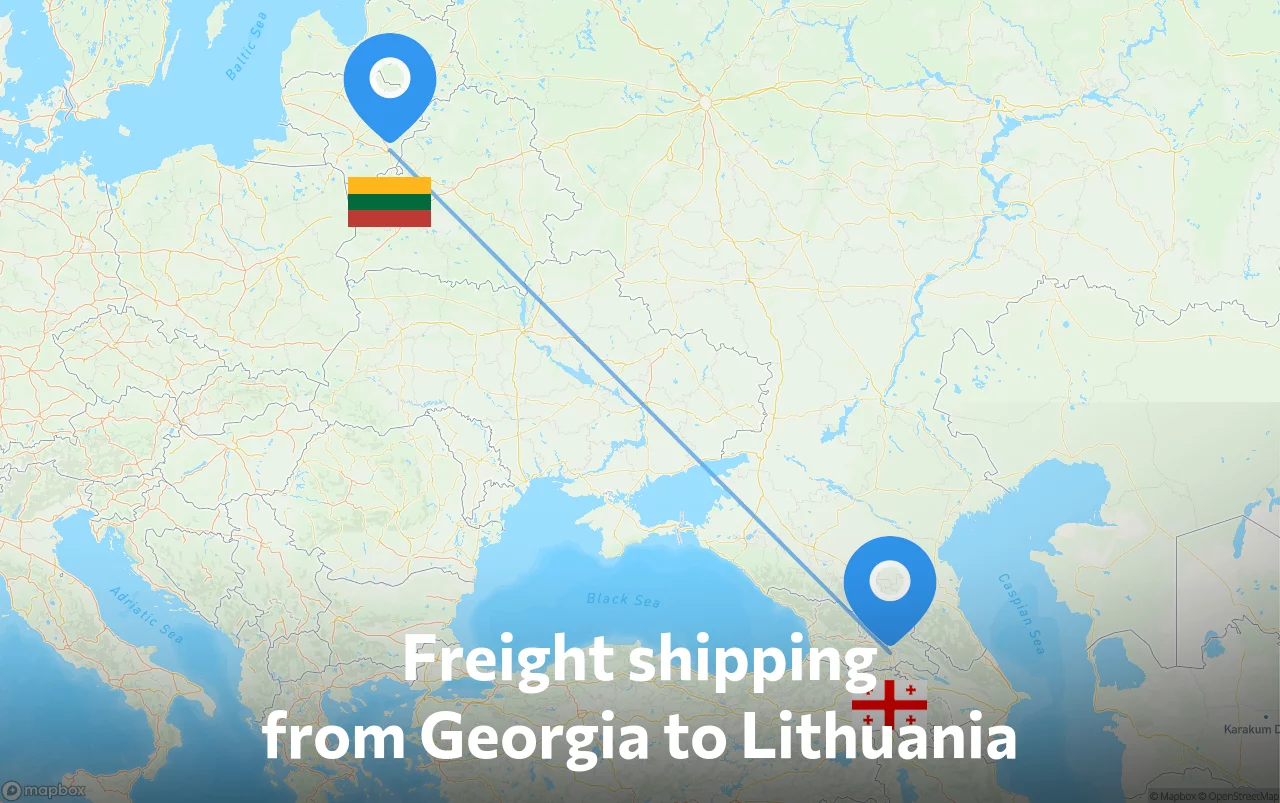Shipping route from Georgia to Lithuania