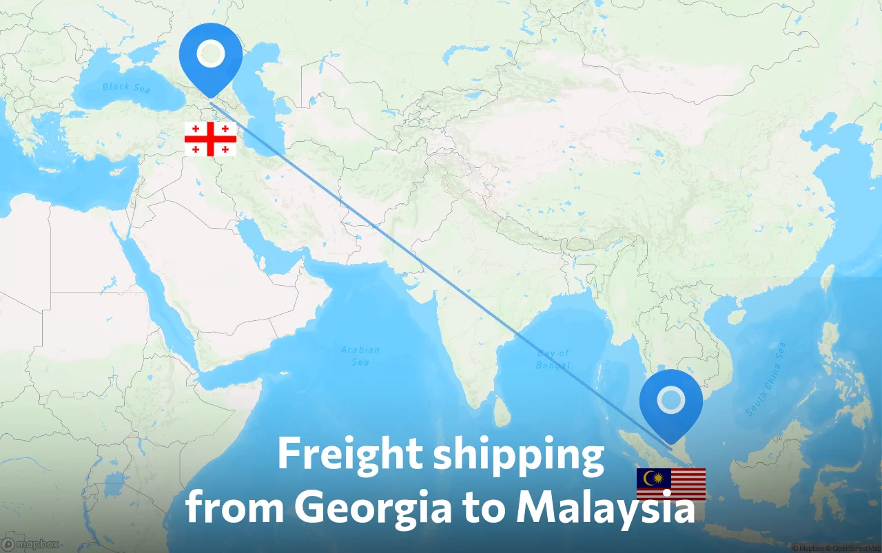 Shipping route from Georgia to Malaysia