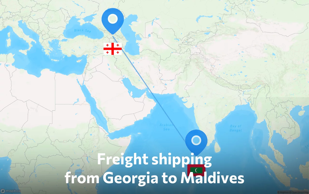 Shipping route from Georgia to Maldives
