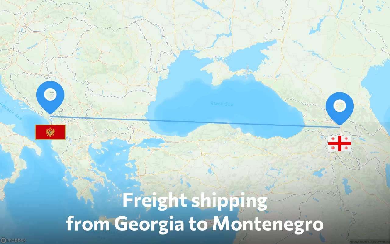 Shipping route from Georgia to Montenegro