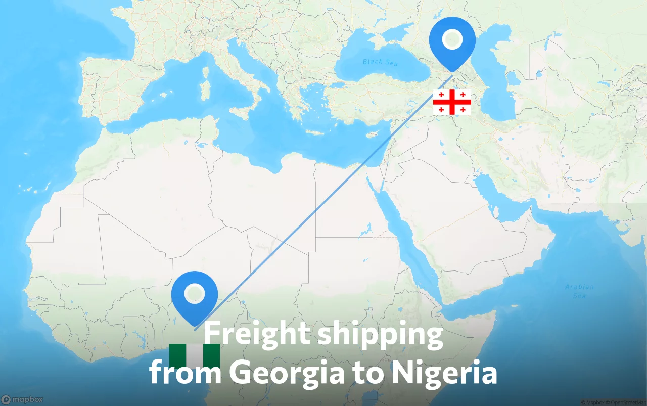 Shipping route from Georgia to Nigeria