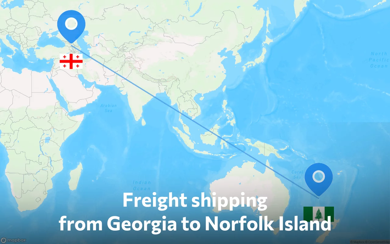 Shipping route from Georgia to Norfolk Island