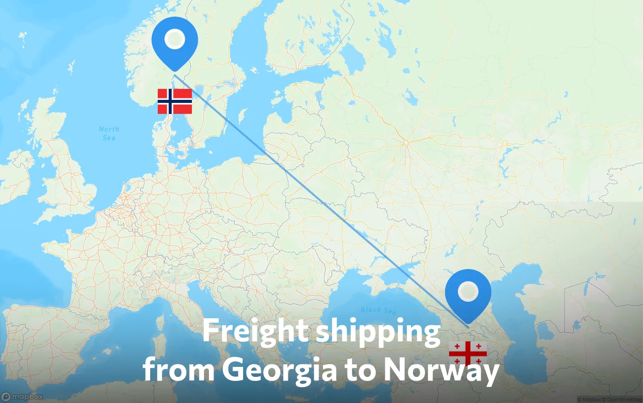 Shipping route from Georgia to Norway