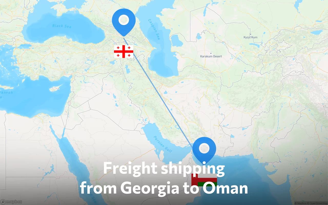 Shipping route from Georgia to Oman