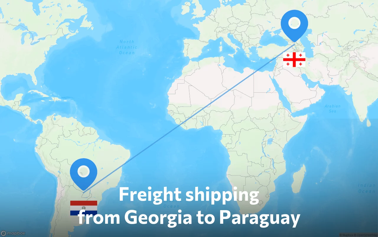 Shipping route from Georgia to Paraguay