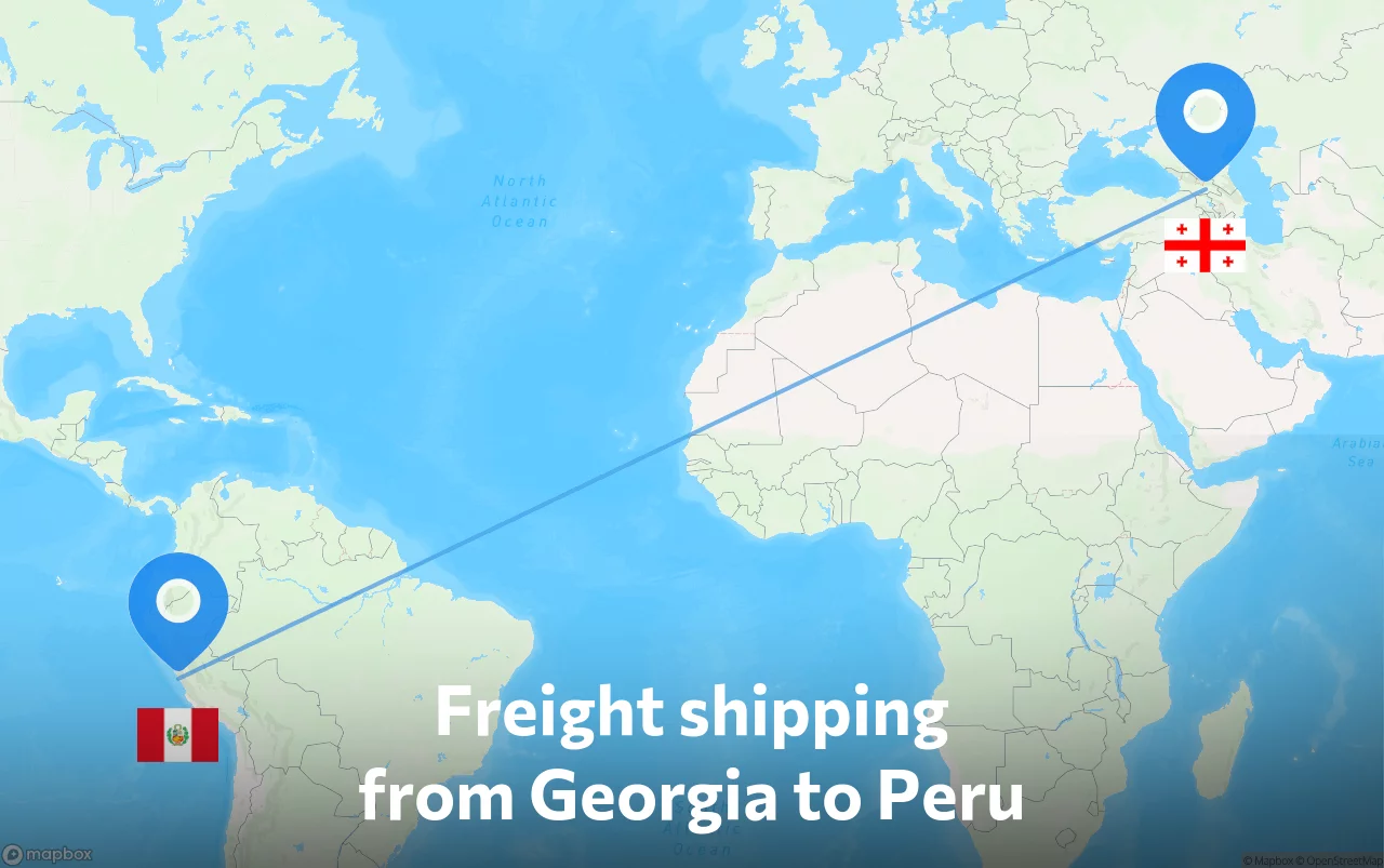 Shipping route from Georgia to Peru