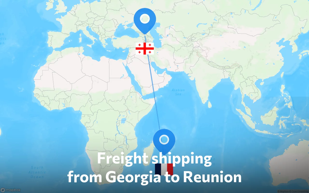 Shipping route from Georgia to Reunion