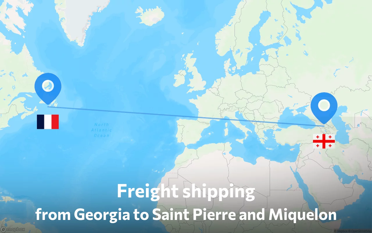Shipping route from Georgia to Saint Pierre and Miquelon