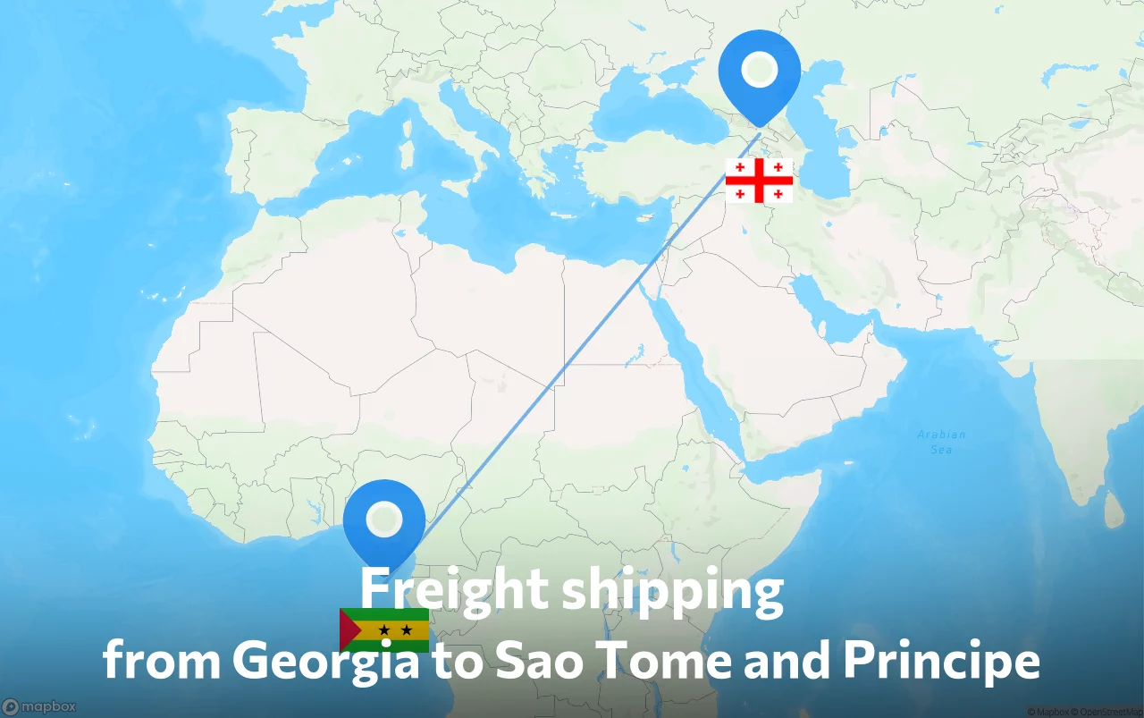 Shipping route from Georgia to Sao Tome and Principe