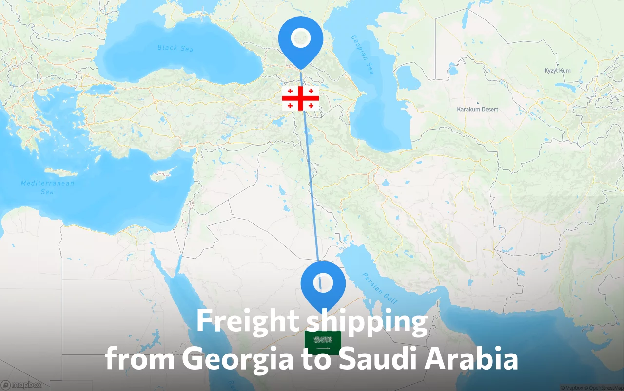Shipping route from Georgia to Saudi Arabia
