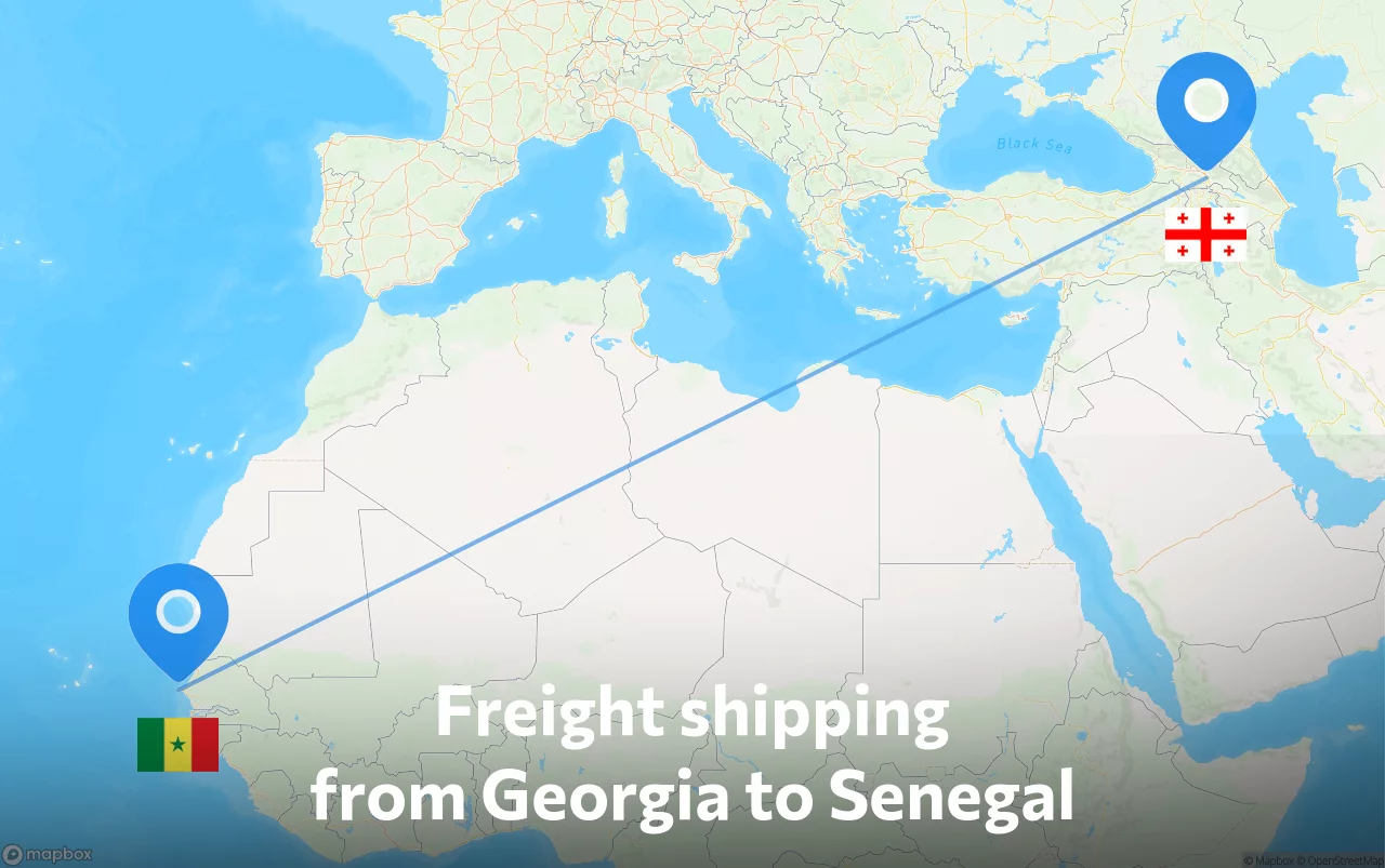 Shipping route from Georgia to Senegal