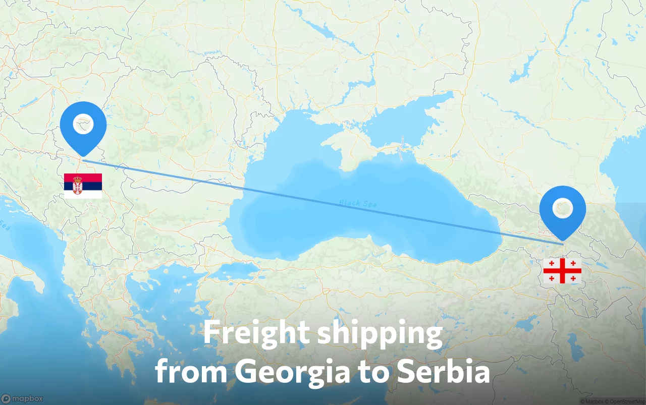Shipping route from Georgia to Serbia