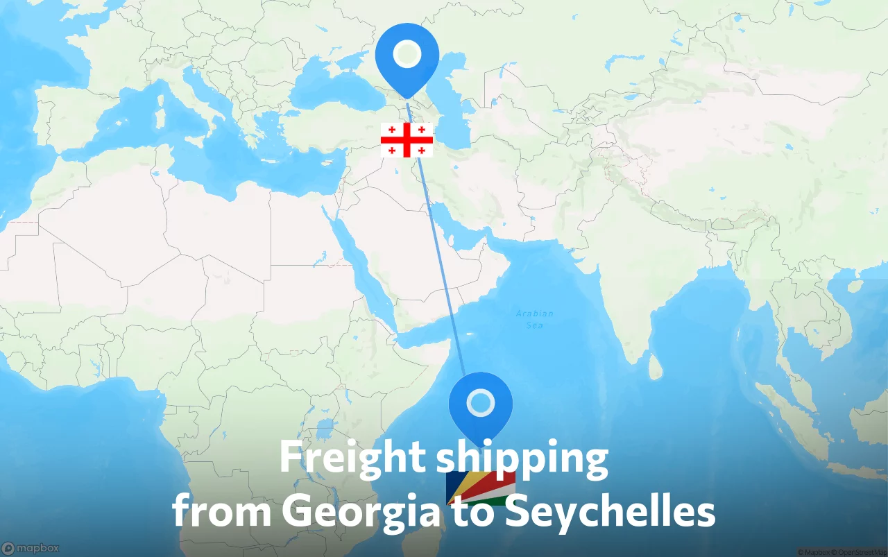 Shipping route from Georgia to Seychelles