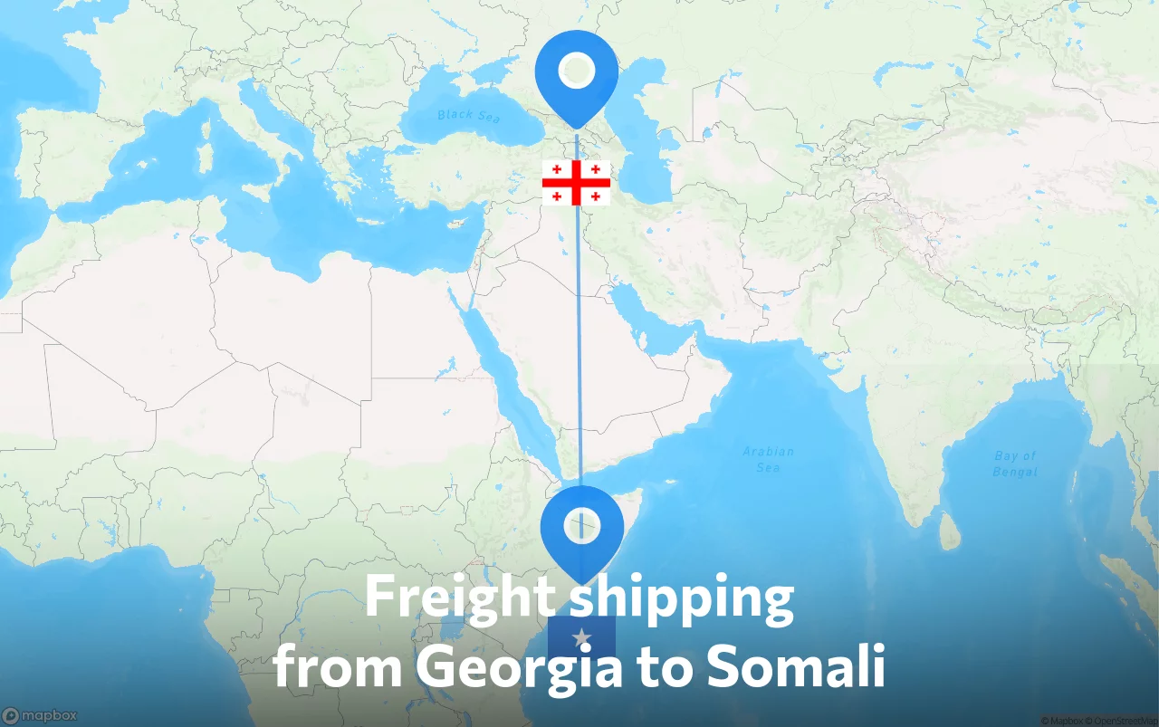 Shipping route from Georgia to Somali