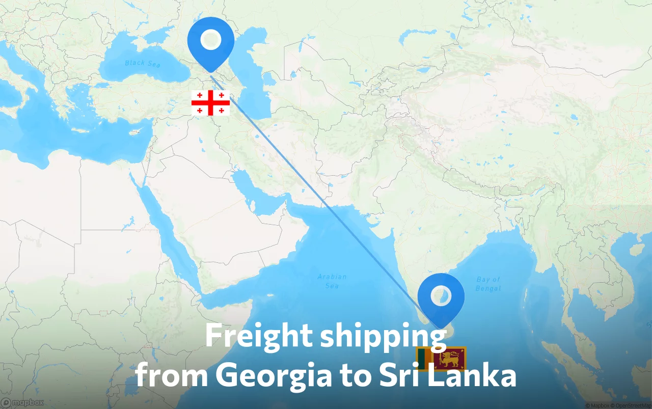 Shipping route from Georgia to Sri Lanka