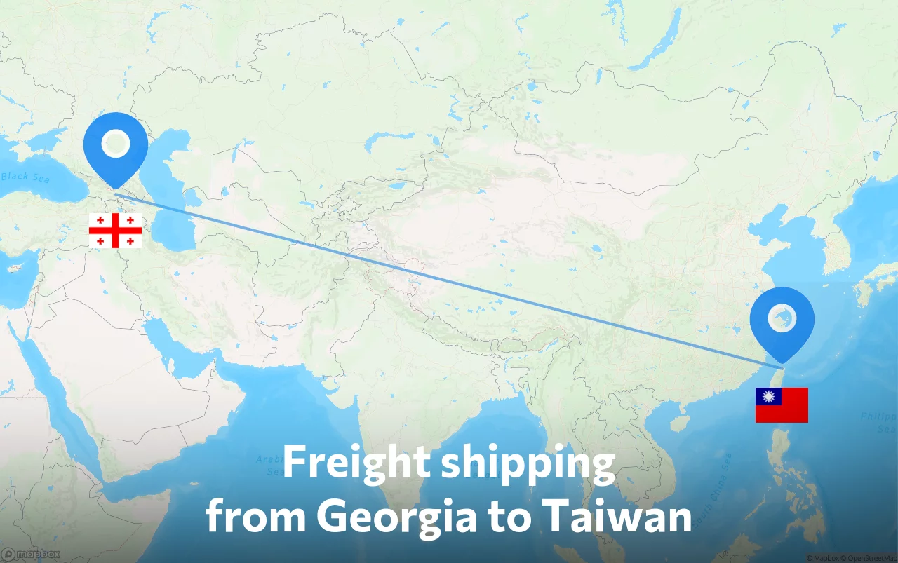 Shipping route from Georgia to Taiwan