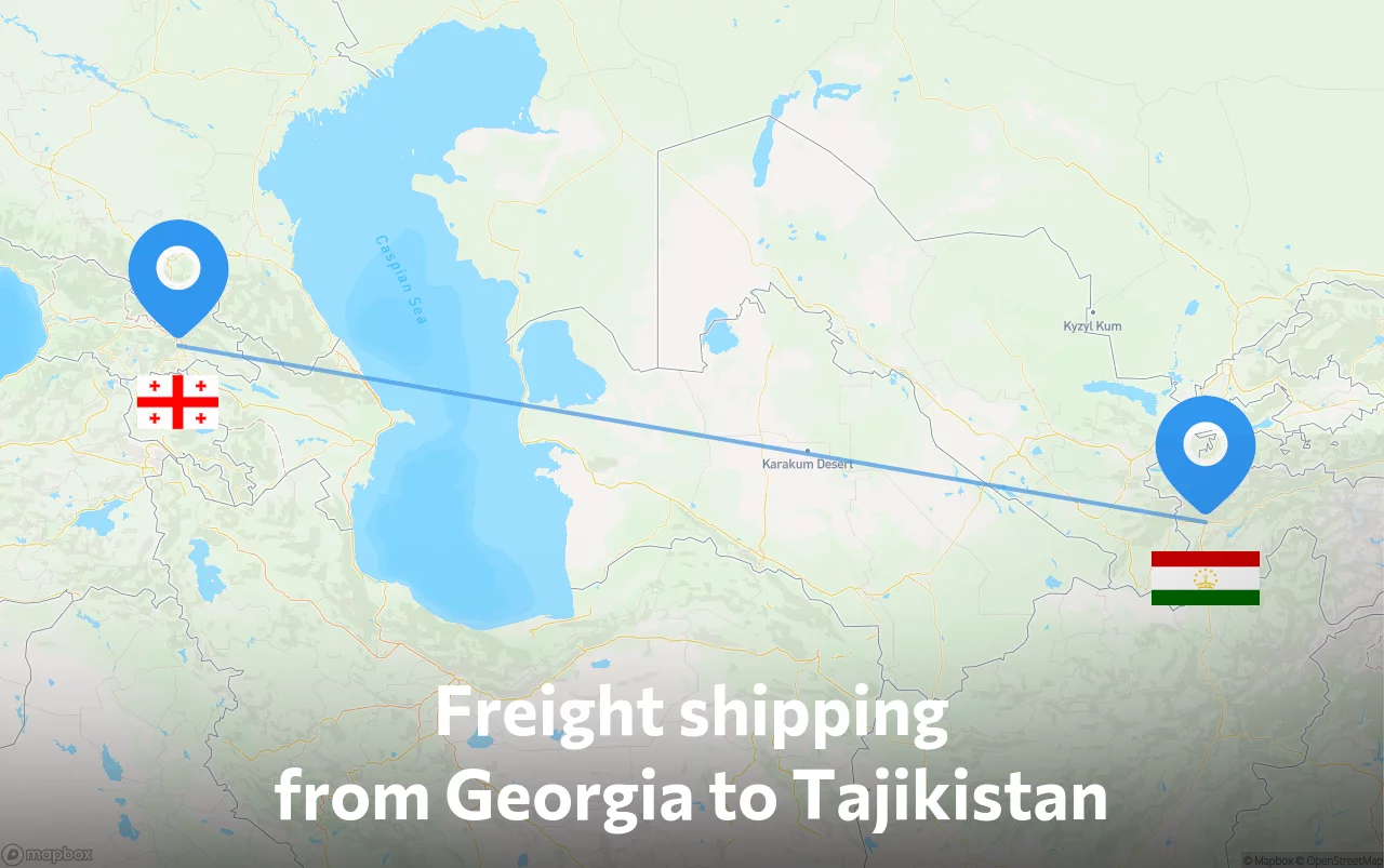 Shipping route from Georgia to Tajikistan