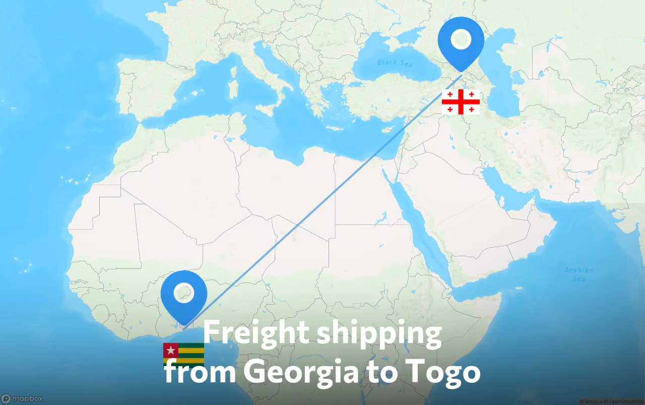 Shipping route from Georgia to Togo