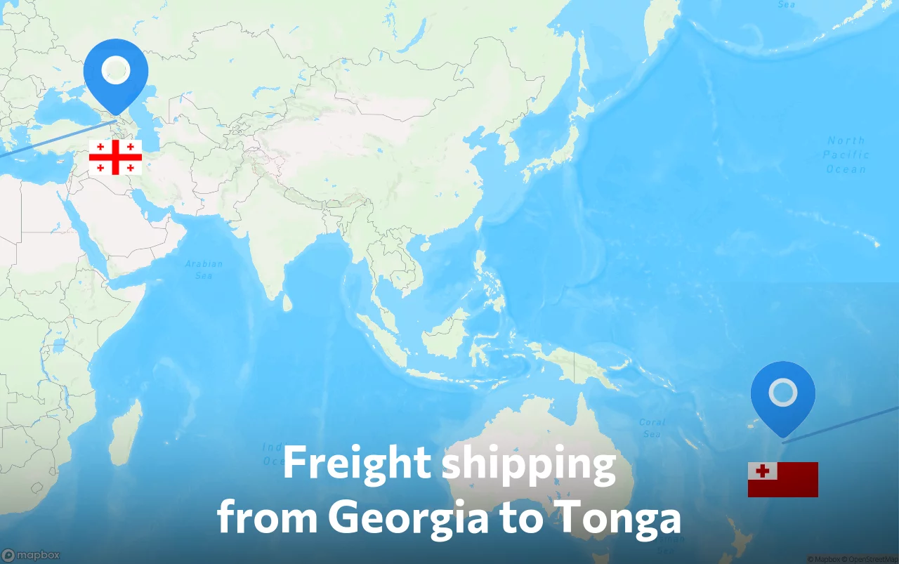 Shipping route from Georgia to Tonga