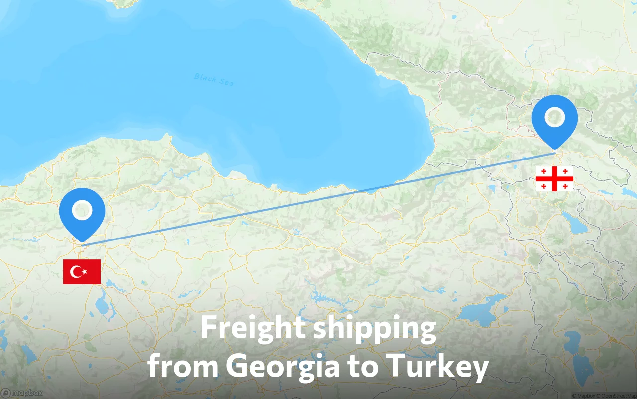 Shipping route from Georgia to Turkey