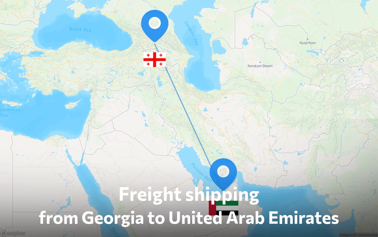 Shipping route from Georgia to United Arab Emirates