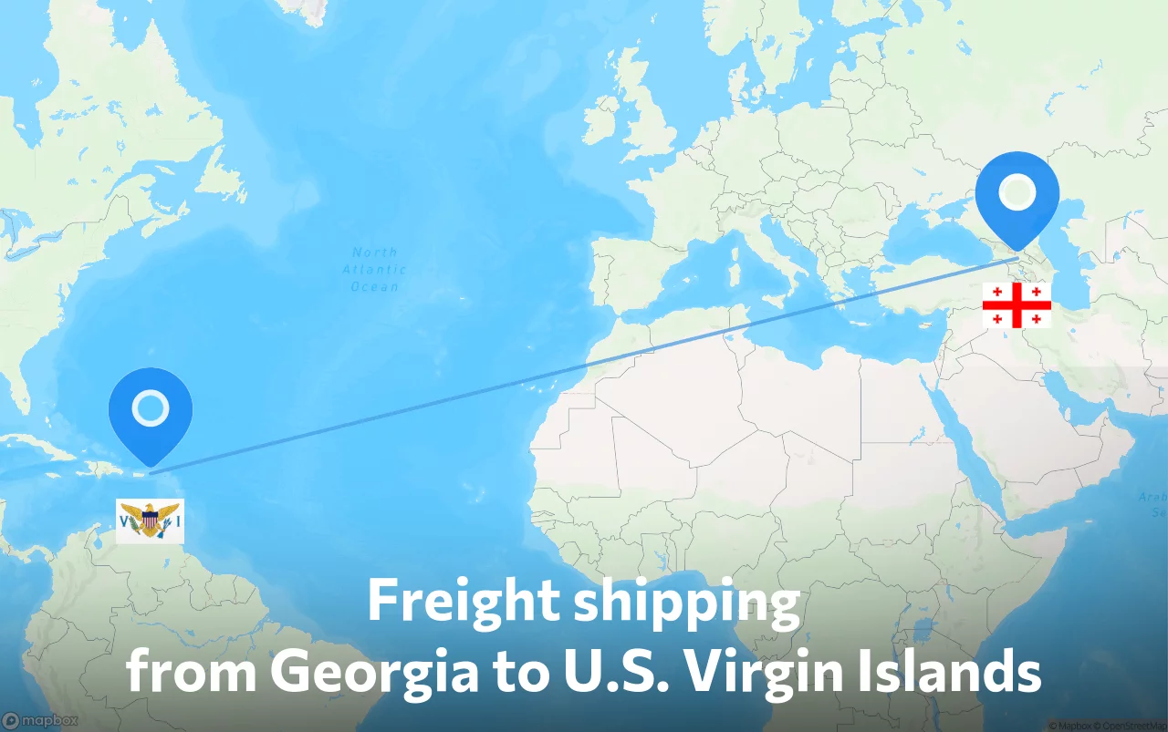Shipping route from Georgia to U.S. Virgin Islands