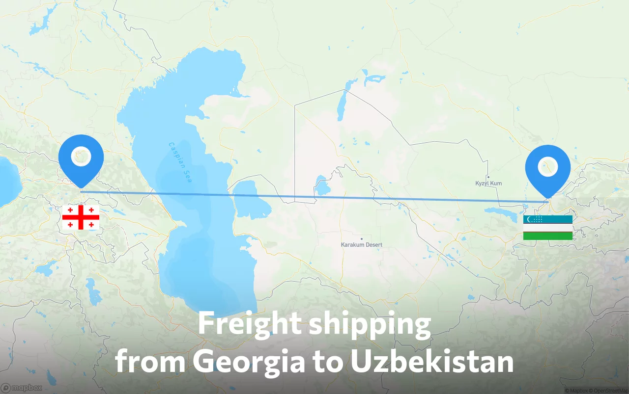 Shipping route from Georgia to Uzbekistan