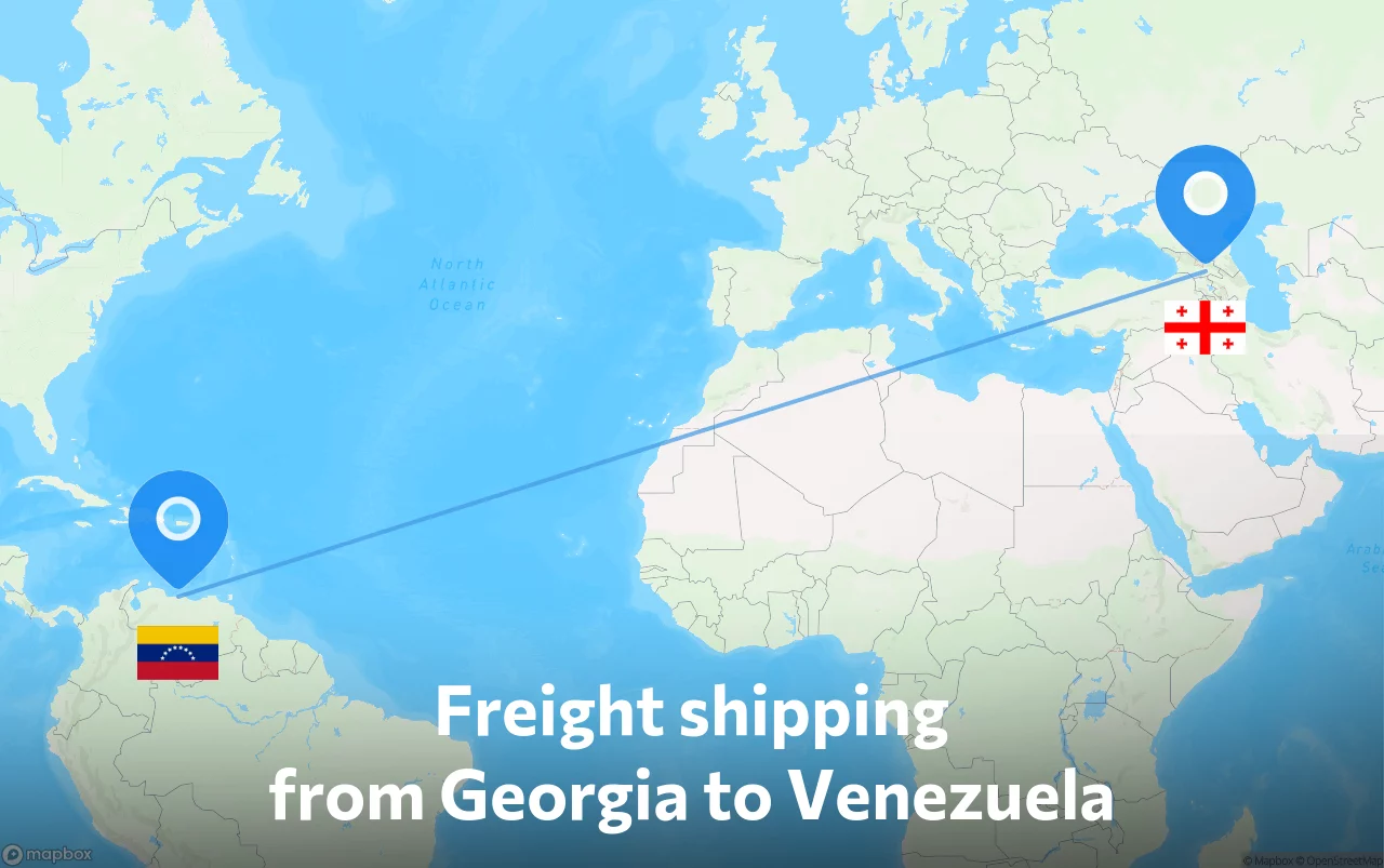 Shipping route from Georgia to Venezuela