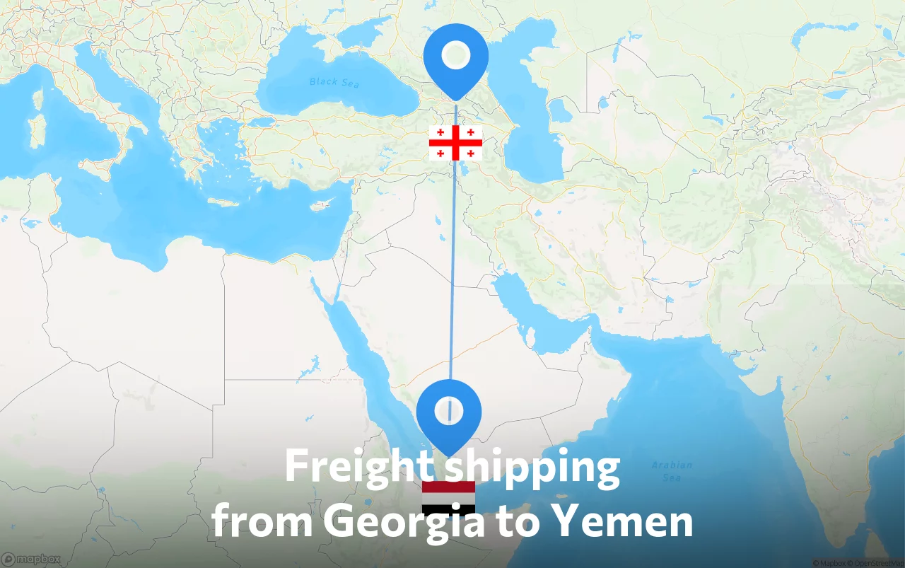 Shipping route from Georgia to Yemen