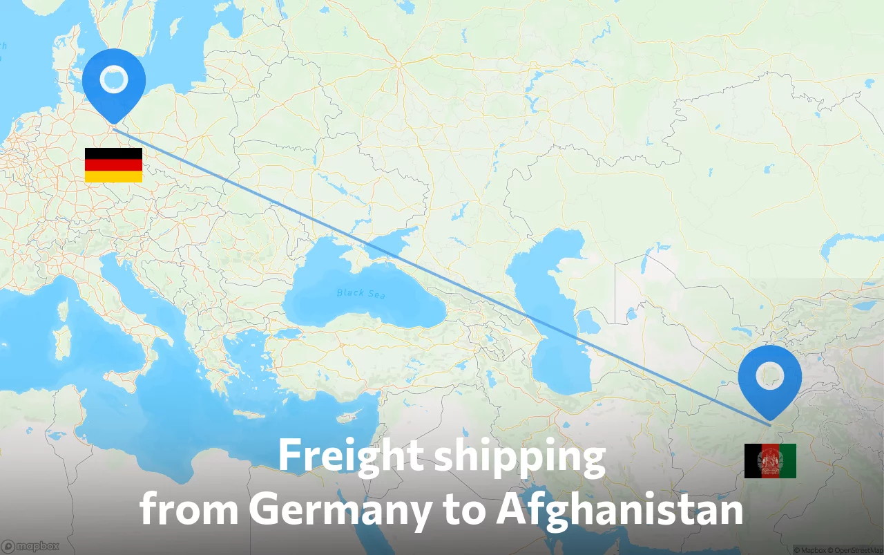 Shipping route from Germany to Afghanistan