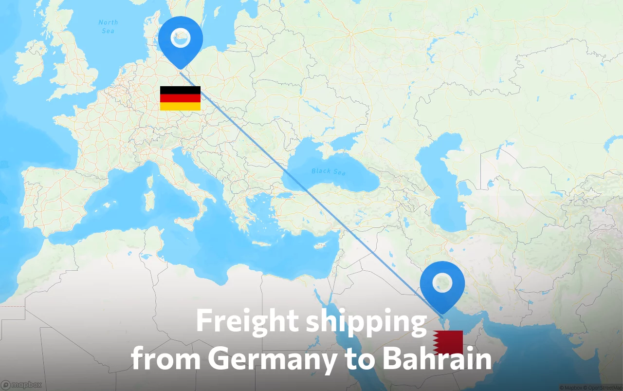 Shipping route from Germany to Bahrain