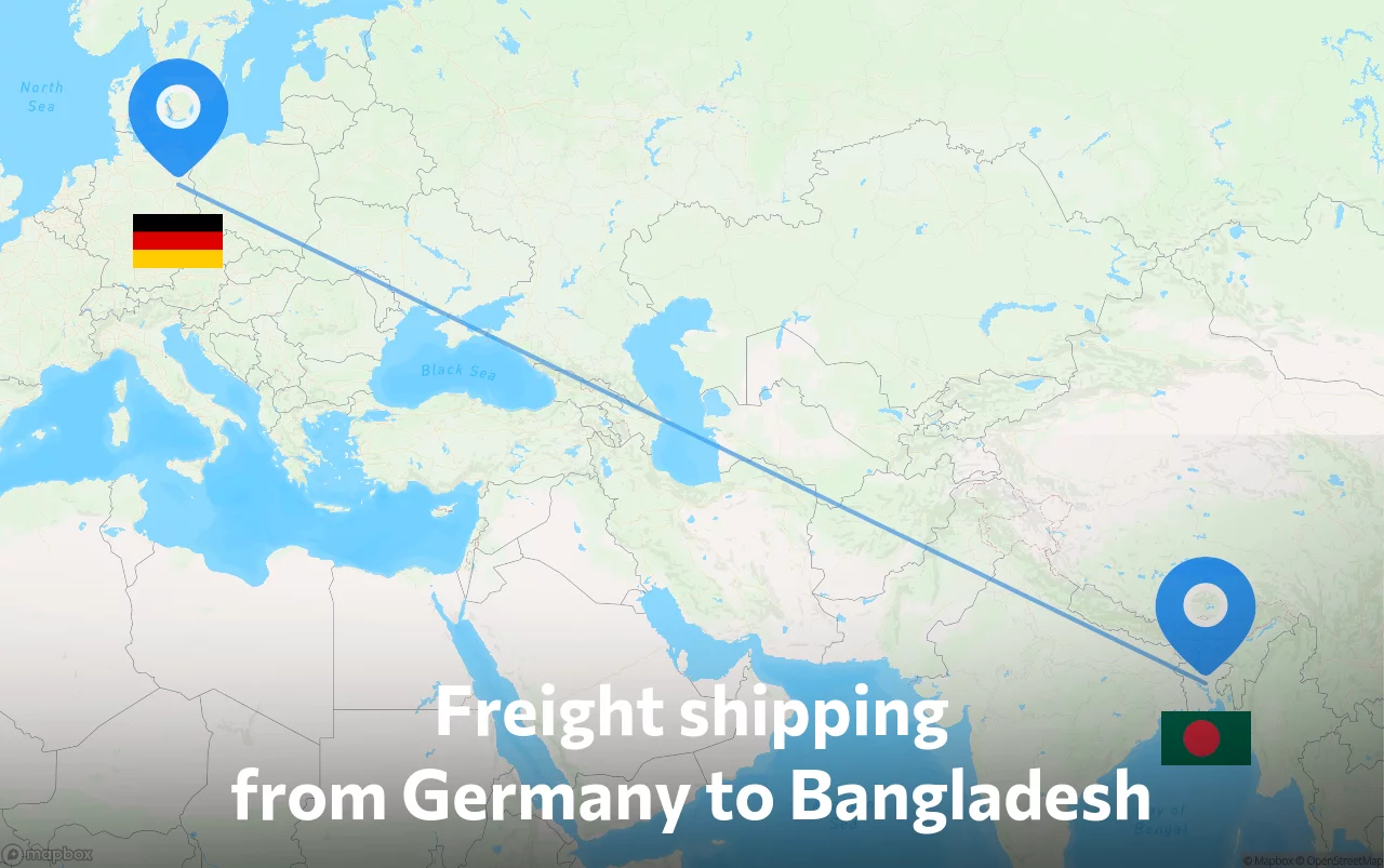 Shipping route from Germany to Bangladesh