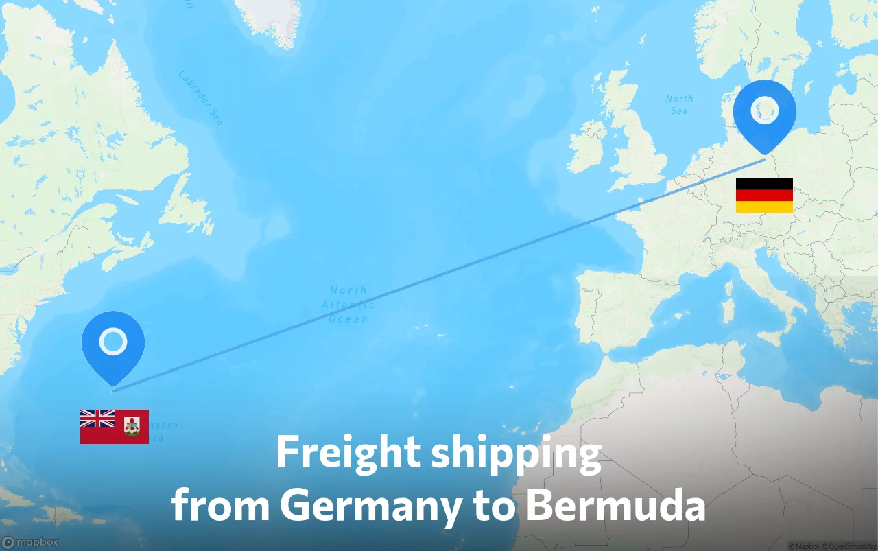 Shipping route from Germany to Bermuda