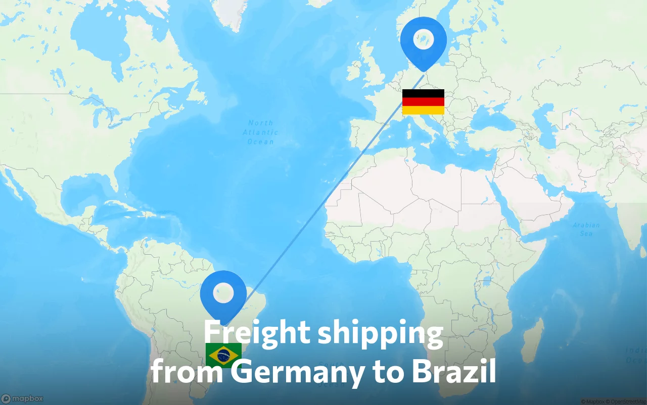 Shipping route from Germany to Brazil