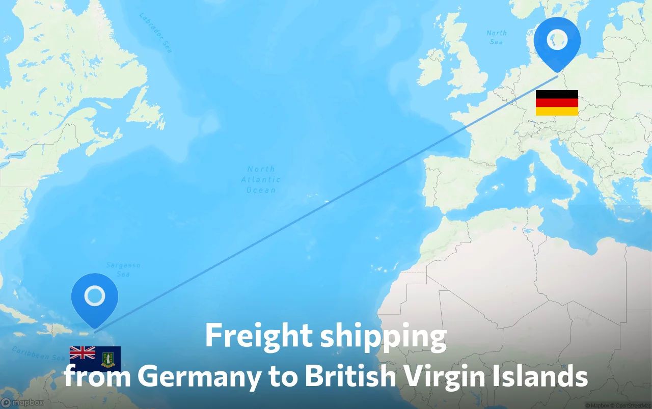 Shipping route from Germany to British Virgin Islands