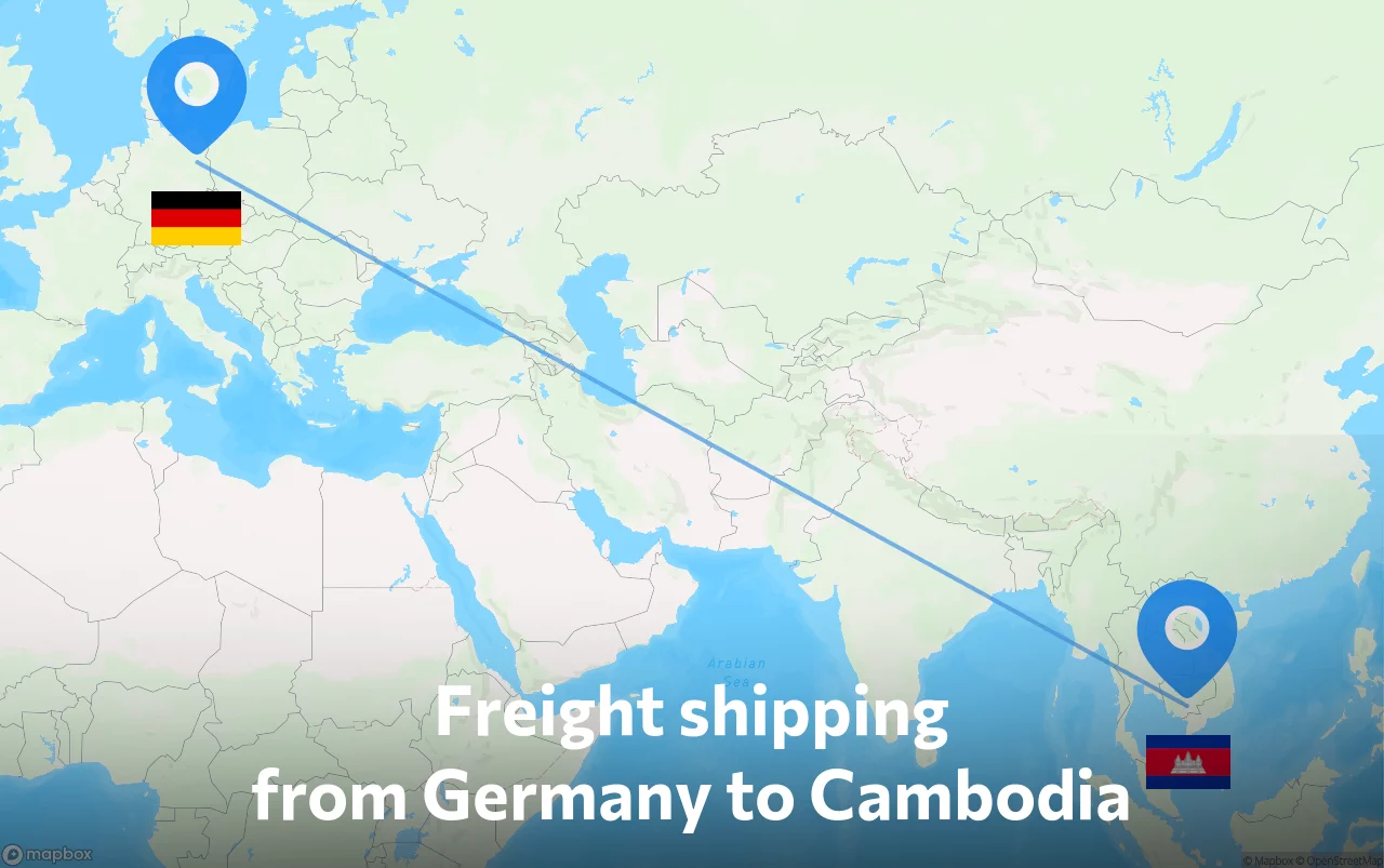 Shipping route from Germany to Cambodia