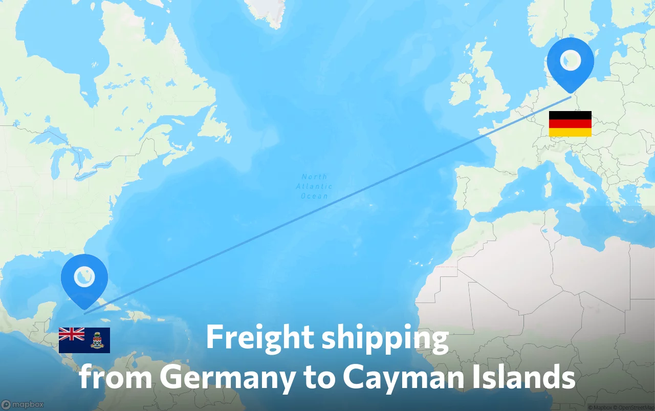 Shipping route from Germany to Cayman Islands