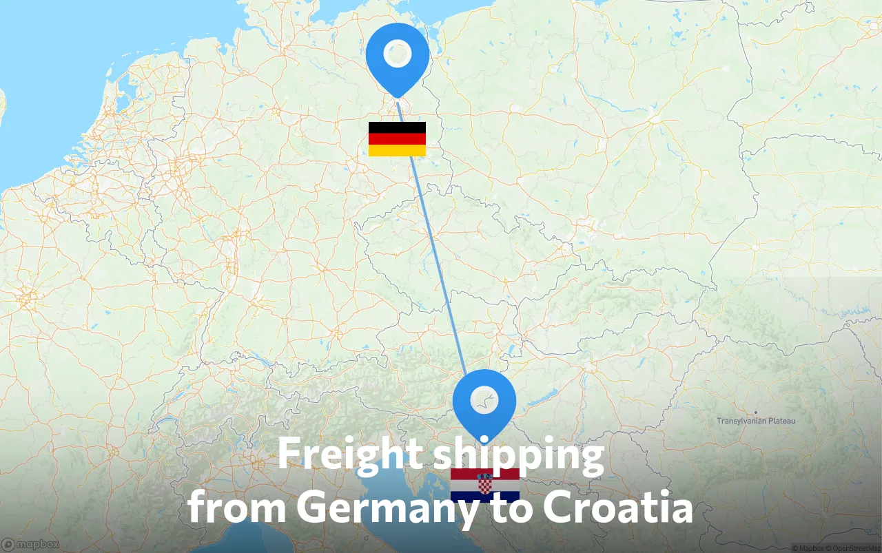 Shipping route from Germany to Croatia