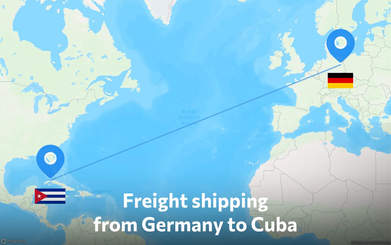 Shipping route from Germany to Cuba