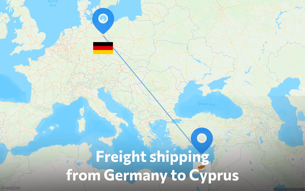 Shipping route from Germany to Cyprus
