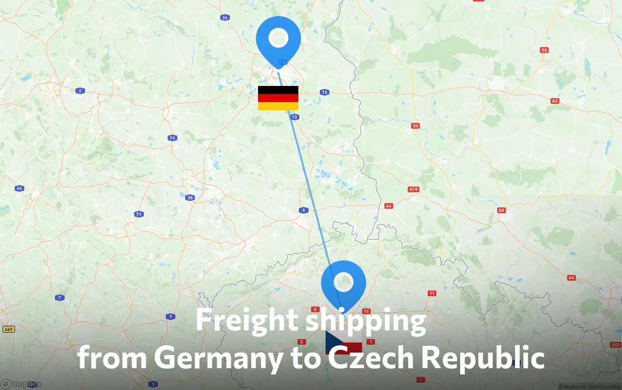 Shipping route from Germany to Czech Republic