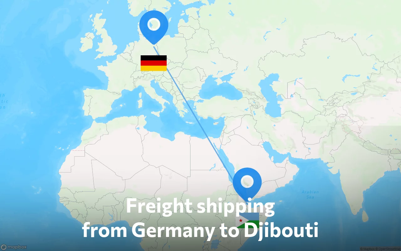 Shipping route from Germany to Djibouti