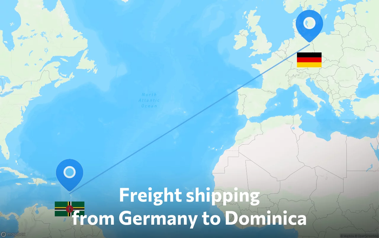 Shipping route from Germany to Dominica