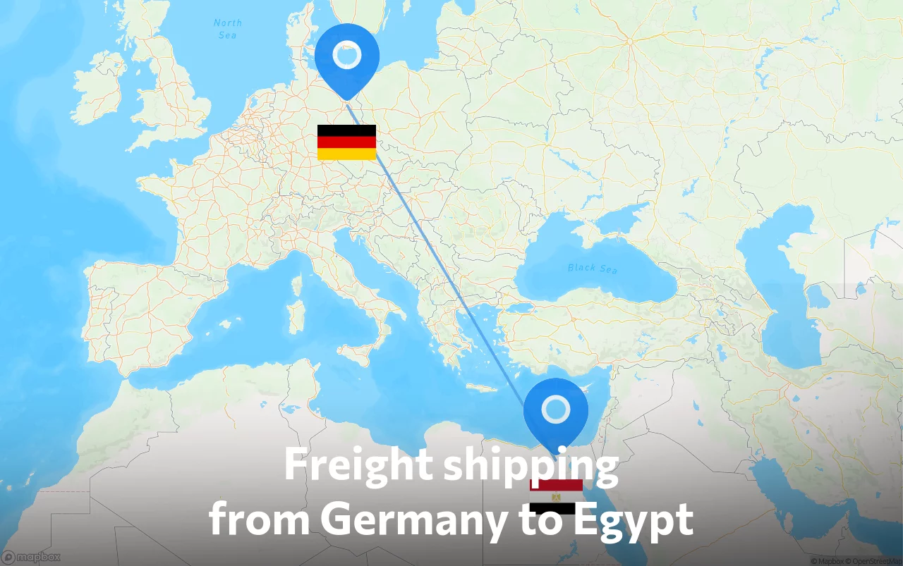 Shipping route from Germany to Egypt