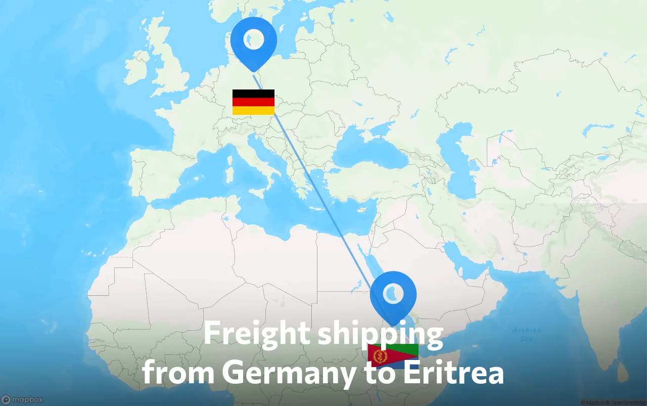 Shipping route from Germany to Eritrea