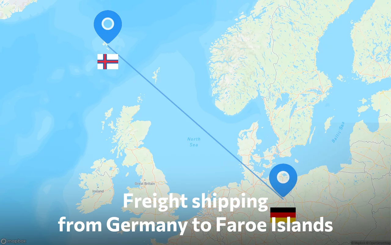 Shipping route from Germany to Faroe Islands