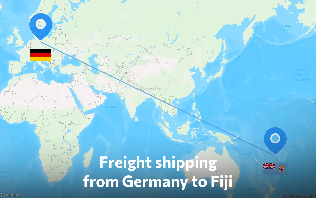 Shipping route from Germany to Fiji
